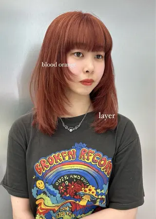 ミディアム 大阪ヘアカラー ブリーチmarinaのヘアスタイル