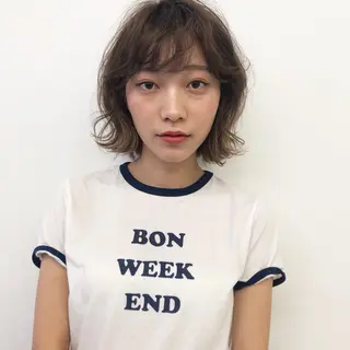 ミディアム カラー ヘアアレンジ Lien所属・marika  / ボブ・オリーブカラーのヘアスタイル