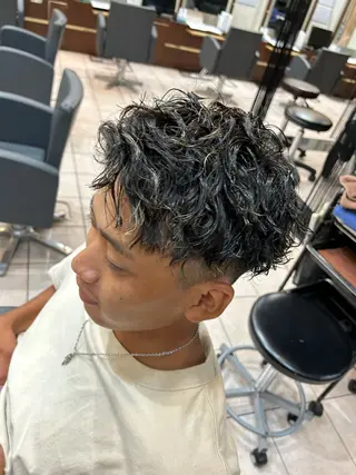 ショート パーマ メンズ 大阪/梅田/シャドウ パーマ/ノボリユウタのヘアスタイル