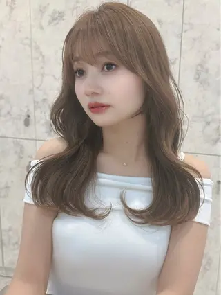 セミロング カラー 新宿/韓国風レイヤー 髪質改善/渋谷直樹のヘアスタイル