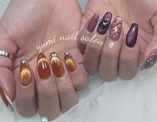 ネイル Shineジェル& チップ長さだしのネイルデザイン