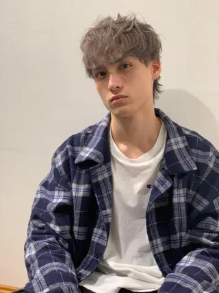 カラー パーマ メンズ ✨ハイライトの達人 ボブ/ショート/雪下のヘアスタイル