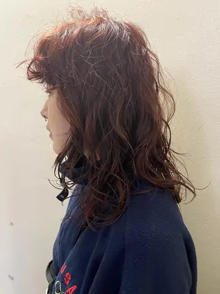 ミディアム カラー パーマ ヘアアレンジ 丸山渉/パーマ エフェクトブリーチのヘアスタイル