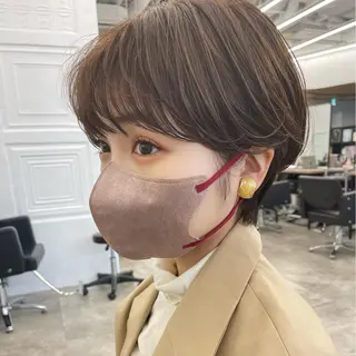 ショート カラー パーマ レイヤー/ショート透 明感カラー/西田祐賀のヘアスタイル