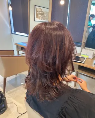 ミディアム ブリーチなしWカラー /酸性ストレート河本のヘアスタイル