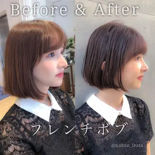 ショート カラー 顔周りレイヤー/ボブ 銀座✨中野まさひろのヘアスタイル