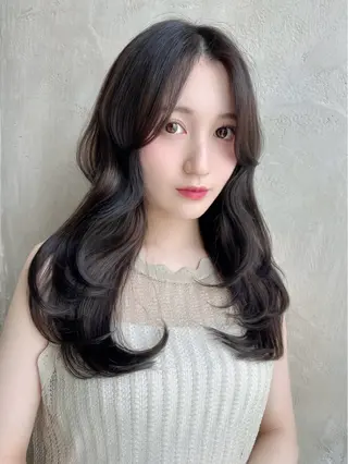 セミロング カラー パーマ 新宿✨顔周りカット 韓国ヘア/坂本亜裟海のヘアスタイル