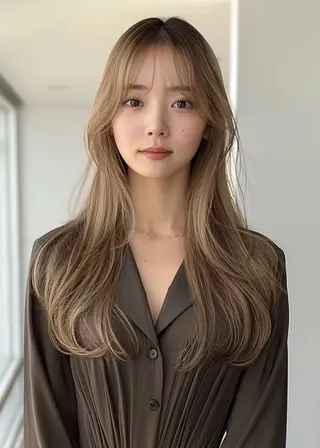 ロング 韓国ヘア|シアーカラ |艶カラー|アカリのヘアスタイル