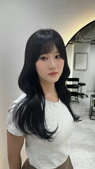 ロング 韓国ヘア/艶髪ロング グレージュ/kanaのヘアスタイル