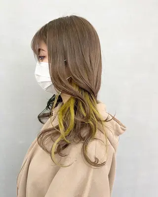 ロング カラー インナーカラー/天神 ブリーチ/吉田のヘアスタイル