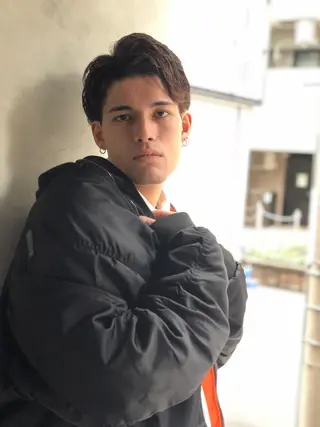 ショート カラー パーマ メンズ kiitos所属・関西センターパート メンズモデル募集のヘアスタイル