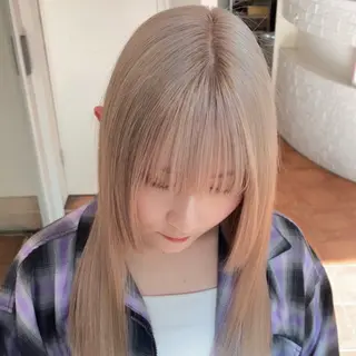 ロング カラー ブリーチなしピンク 赤井龍斗のヘアスタイル