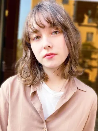 ミディアム メンズカット デザインカラーのヘアスタイル