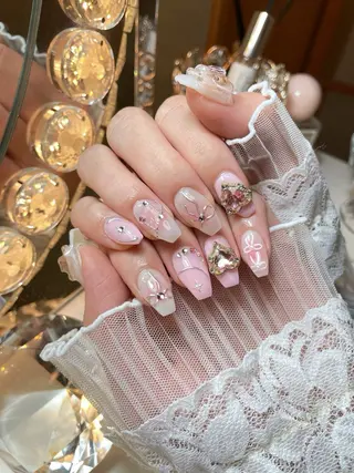 ネイル 23時まで❤︎韓国、 ワンホンネイルのネイルデザイン