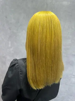 セミロング カラー 透明感/ブリーチ縮毛 /髪質改善/星野純一のヘアスタイル