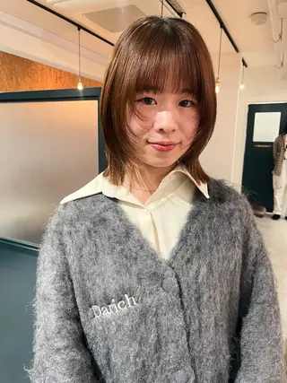 ミディアム 暖色/パーマ 🌼クニトウメイのヘアスタイル