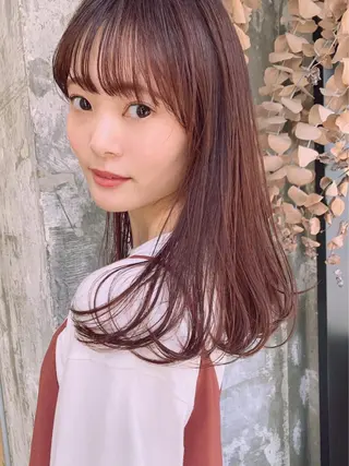 セミロング カラー 🎀taro ブリーチなしカラーのヘアスタイル