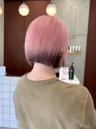カラー 立川ハイトーンピンク 宮崎のヘアスタイル