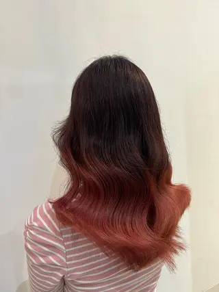 ロング ブリーチしない暖色 カラー🥀杉 優菜のヘアスタイル