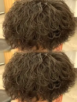 パーマ メンズ シャドウ/波巻き 朝崎倭斗のヘアスタイル