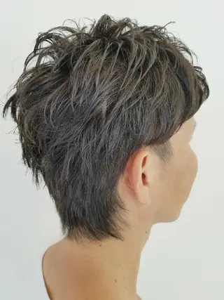 ショート メンズ パーマ 髪質改善/ハイライト 小林秀樹のヘアスタイル