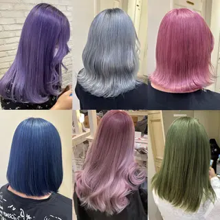 ロング カラー ミユ🎀ヘアメ 🎨デザインカラーのヘアスタイル
