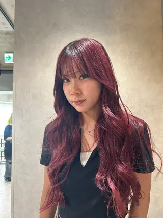 ロング カラー ayano🍒パーマ 暖色カラーのヘアスタイル