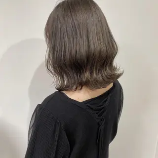 ミディアム カラー むく。/顔周り 前髪/髪質改善のヘアスタイル