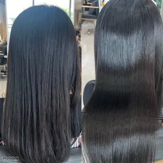 ロング ハッシュカット🖤 レイヤー/透けカラーのヘアスタイル