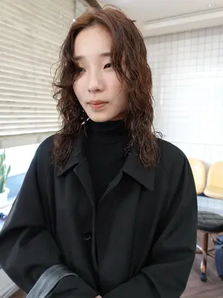 ミディアム パーマ ボブパーマ/パーマ ウルフパーマのヘアスタイル