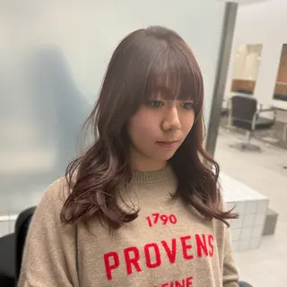 セミロング カラー 縮毛矯正+モテカラー 🎀✨mihoのヘアスタイル