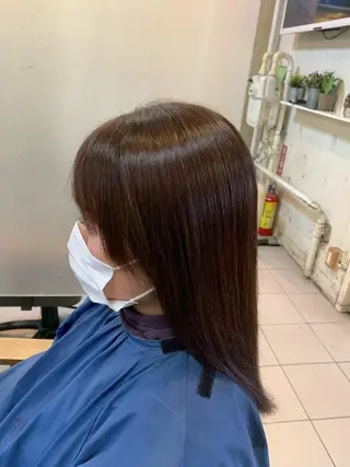 セミロング 髪質改善ストレート/ ブリーチ／渋谷　福田のヘアスタイル