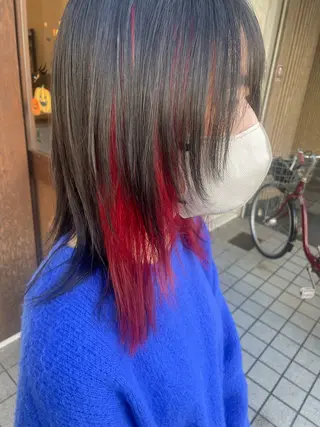 ミディアム カラー 前川 万都里のヘアスタイル