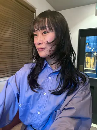 セミロング カラー パーマ レイヤー/透明感/ ブリーチなし/わかなのヘアスタイル