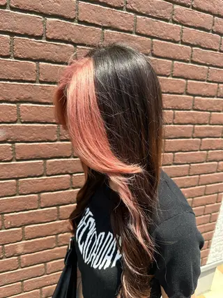 ロング カラー ハイトーン/ 縮毛矯正のヘアスタイル