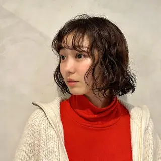 ミディアム パーマ Aust hair Stella新宿所属・Yuki☺︎パーマ レイヤーカットウルフのヘアスタイル