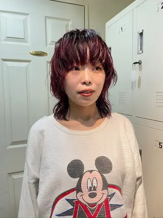 ミディアム カラー レイヤーパーマ 外山貴章のヘアスタイル