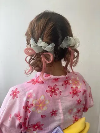 ヘアアレンジ 白髪ぼかしハイライト ヘアアレンジのヘアスタイル
