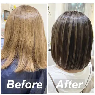 ミディアム カラー 山崎俊輔/髪質改善 /バレイヤージュのヘアスタイル