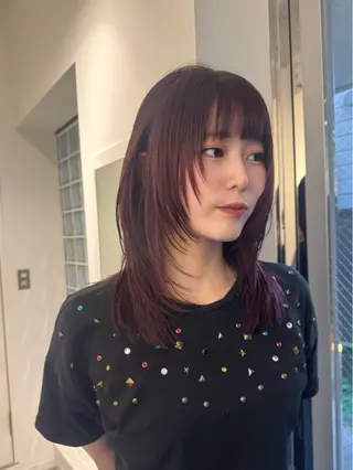 ミディアム カラー 透明感/レイヤー カット🎀マコのヘアスタイル