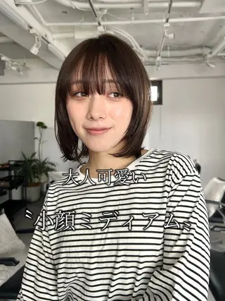 ミディアム カラー 結べるくびれボブ/透 明感カラーtaigaのヘアスタイル