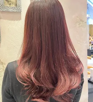 ロング 川井麻由🎀アイドル 量産🎀ピンクカラーのヘアスタイル