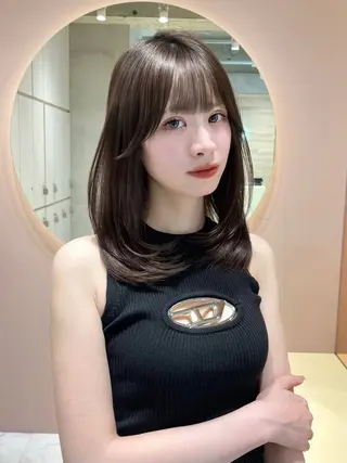 ミディアム カラー 美髪矯正 ブリーチな しダブル🍒❤ゆうきのヘアスタイル