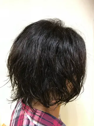 ミディアム カラー パーマ 横田 尚登のヘアスタイル