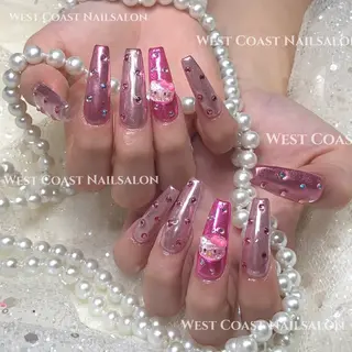 ネイル リボン、ガーリー パーツ放題専門店のネイルデザイン