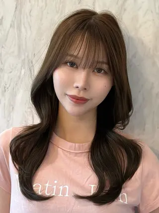 セミロング カラー パーマ ヘアアレンジ メンズ キッズ 新宿/小顔レイヤー/ 顔まわり/西慶太朗のヘアスタイル