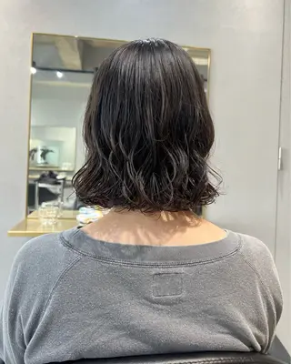 ミディアム カラー パーマ 【arc】akane オリーブ/ベージュのヘアスタイル