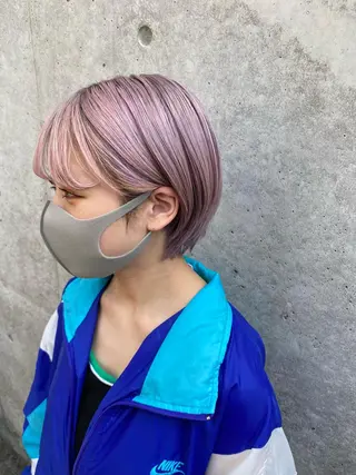 ショート カラー ヘアアレンジ 艶ハイトーンカラー/ 梅田美容室/runaのヘアスタイル