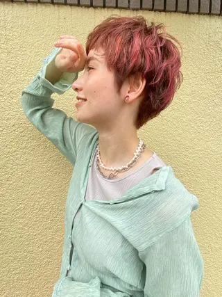 ショート カラー パーマ 透明感カラーブリーチ 🌼シゲモトアヤ🌼のヘアスタイル