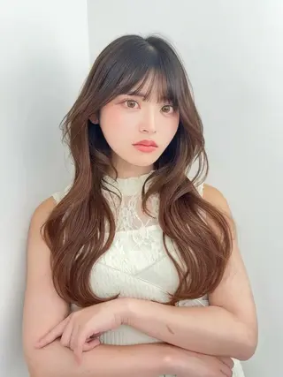 ロング カラー 韓国ヘア/レイヤー/ 顔まわり足立遥奈のヘアスタイル